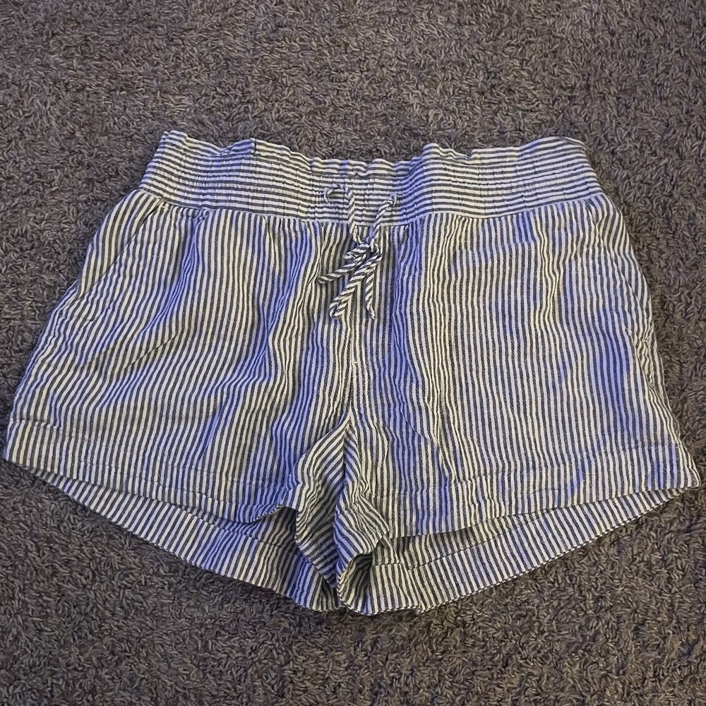 A New Day Woman's Blue Striped Drawstring Shorts Size XL